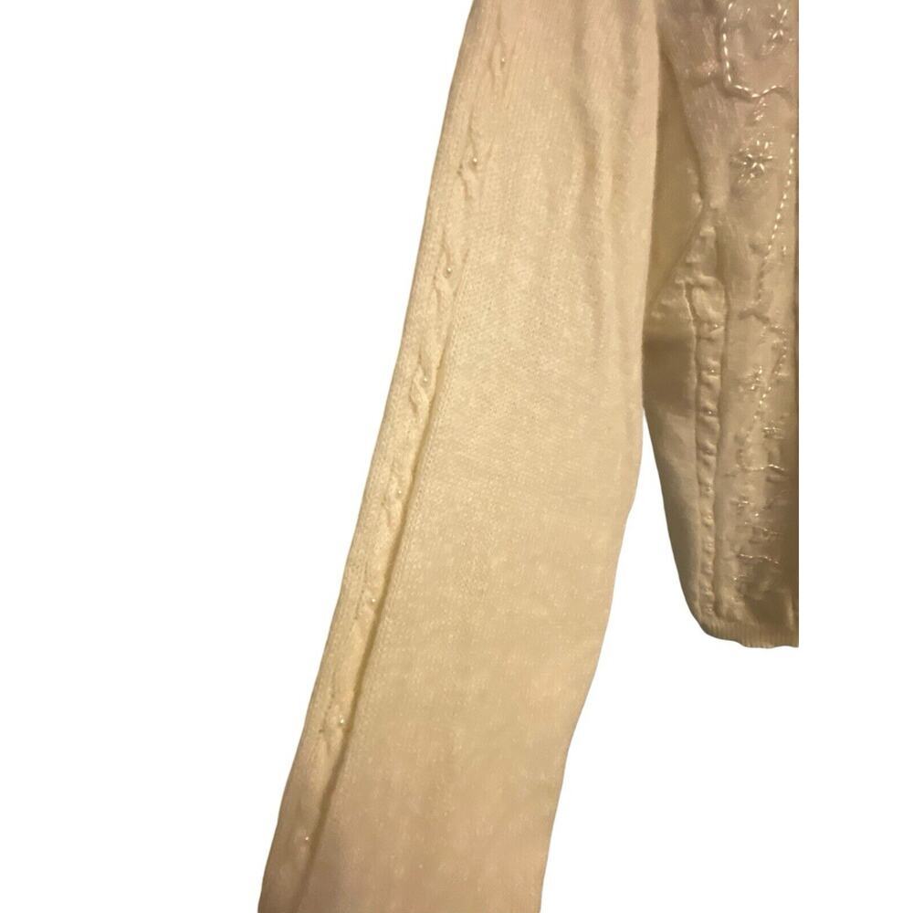 Vintage Jaclyn Smith Cardigan Sweater Size Extra Large Cream Wool Blend Beaded - Picture 7 of 13
